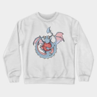Dice goblin with dice (but dragon, adorable blue) Crewneck Sweatshirt